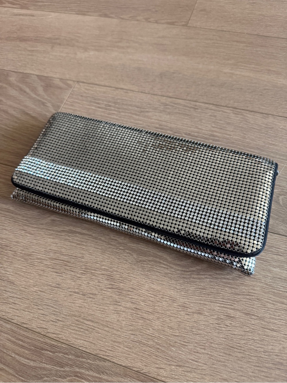 Stunning! Whiting & Davis Silver Metallic Mesh Evening Clutch Handbag Wallet